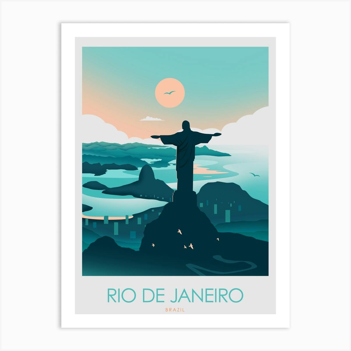 Rio De Janeiro Skyline Print Silhouette Poster Rio De Janeiro Pen Line Print Minimalist Art Brazil Printable Decor INSTANT DOWNLOAD